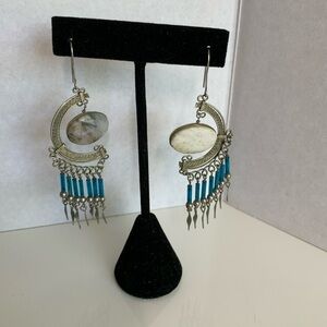 Unbranded Silvertone dangle earrings. Ear wires. Boho.